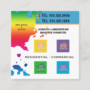 Breedbeeldverf voor professionele schilder en 4 fo vierkante visitekaartje