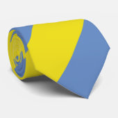 Breedgeel en Sky Blue Regimental Stripe Stropdas (Opgerold)