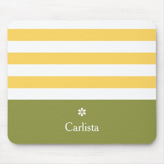 Breedgeel horizontale strepen groene naam Daisy Muismat (Voorkant)