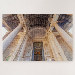 Breedhoekig uitzicht van Pantheon entry, Rome, Ita Legpuzzel