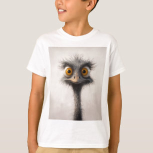 Breedogige struisvogel cartoonportret t-shirt