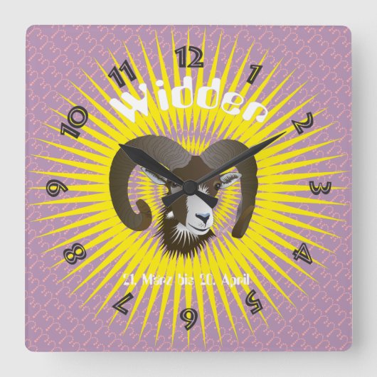 Breedte 21. März bis 20 april Uhr Vierkante Klok (Voorkant)
