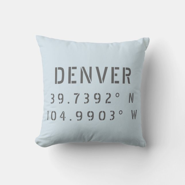 Breedtegraad Lengtegraad Denver Kussen (Voorkant)