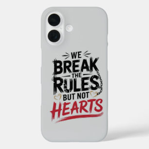 Breek Regels Niet Harten - Edgy Typography iPhone iPhone 16 Hoesje