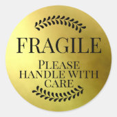 Breekbaar goud, behandel het met zorg ronde sticker (Voorkant)