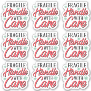 Breekbaar handvat met het etiket van de Verpakking Sticker