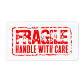 Breekbaar handvat met zorg rode verzendlabels etiket (Voorkant)