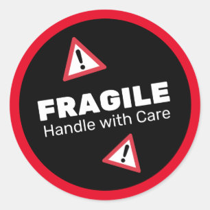 Breekbaar Handvat met Zorg Ronde Sticker