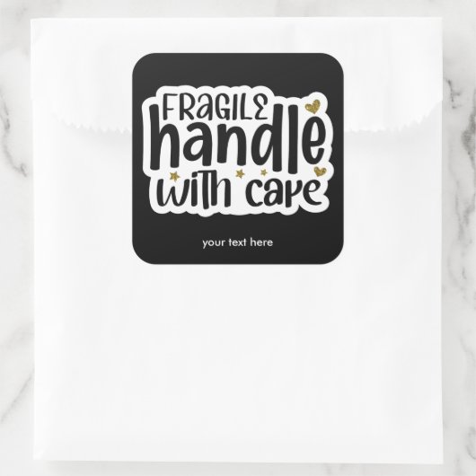 Breekbaar handvat met zorg sticker (Tas)