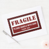 Breekbaar handvat met zorgvuldig geruite patroonve rechthoekige sticker (Envelop)