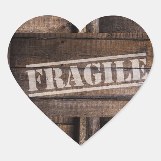 Breekbaar houten krat  hart hart sticker (Voorkant)
