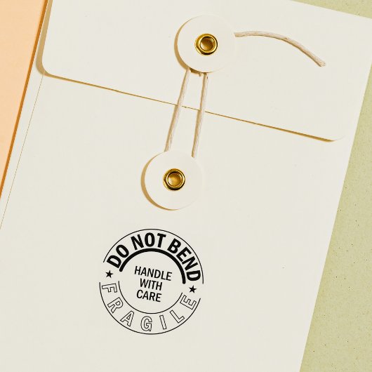 Breekbaar, niet buigen, verpakking 	rubberstempel