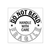 Breekbaar, niet buigen, verpakking 	rubberstempel (Afrduk)