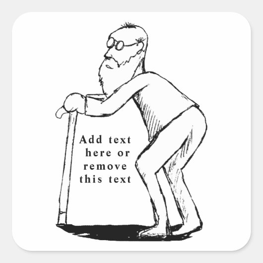 Breekbaar oud Man met rietschets Vierkante Sticker (Voorkant)