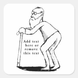 Breekbaar oud Man met rietschets Vierkante Sticker