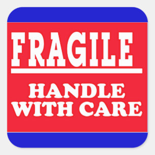 Breekbaar verzendlabel vierkante sticker