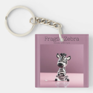 Breekbare Zebra: zorgvuldig hanteren Sleutelhanger