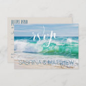 Breekgolven  Bruiloft op het strand RSVP Kaart (Voorkant / Achterkant)