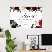 Breezy Burgundy Mariage Affiche de bienvenue (Bureau à domicile)