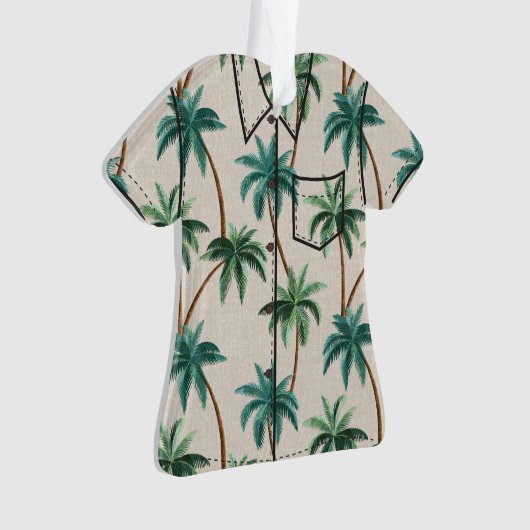 Breezy Palm Trees op Faux Grasscloth - Groen Ornament (voorkant)