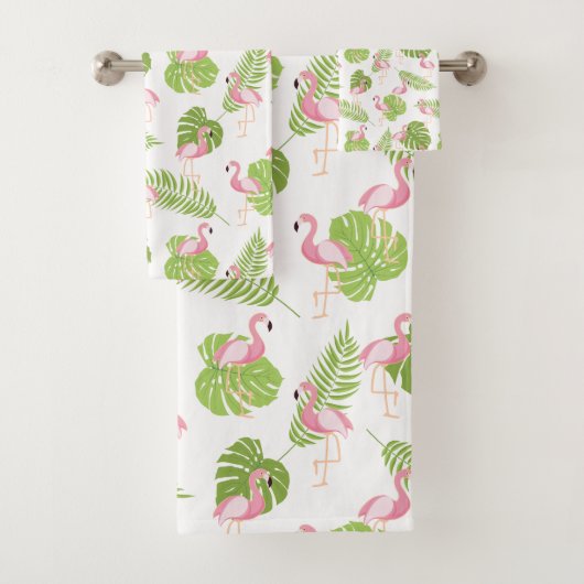 Breezy Pink Flamingo patroon Bad Handdoek (Insitu)