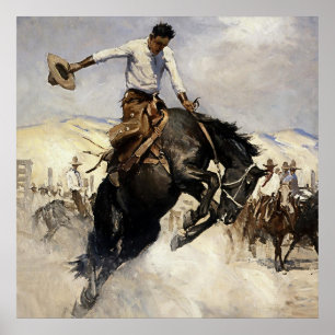 “Breezy Riding” Westerse kunst van WHD Koerner Poster