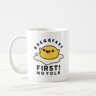 Breggfast First No Yolk Funny Egg Pun Koffiemok