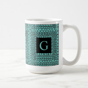 BREI AVERECHTS TURQUOISE Hoge Witte Mok + Initiaal