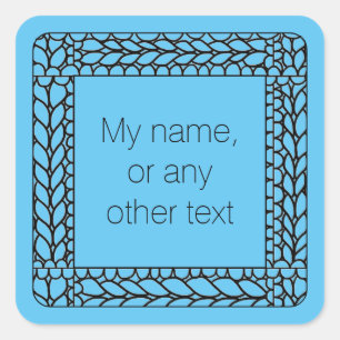 BREI PURL BLUE Kleine vierkante Stickers + tekst