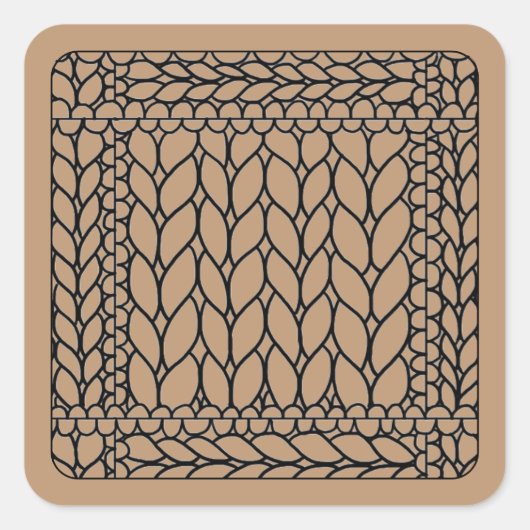 BREI PURL TAN Kleine Vierkante Stickers (Voorkant)