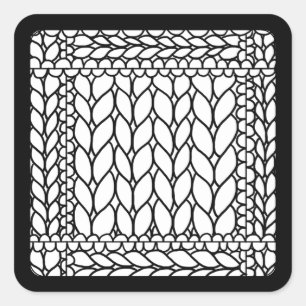 BREI PURL WIT Kleine Vierkante Stickers II