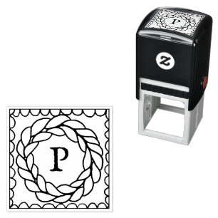 BREICIRKEL 1,5" Zelfinktkussen + Initiaal Zelfinktende Stempel