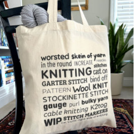Breien Canvas tas - Knitter's Word Collage