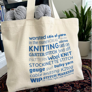 Breien Canvas tas - Knitter's Word Collage