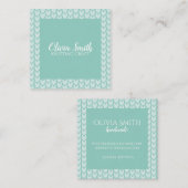 Breien Craft Blauw Patroon Handgemaakt Gepersonali Vierkante Visitekaartje (Voorkant / Achterkant)