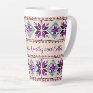 Breien Fair Isle Patroon Gepersonaliseerd Latte Mok