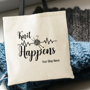 Breien Gebeurt Hartslag Cadeau Voor Breister Tote Bag