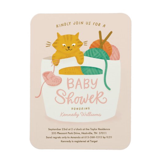 Breien Kitten Baby shower Magnet Magneet (Verticaal)