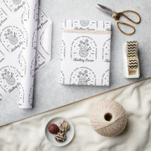 Breien koningin grappig garen hamster retro floral cadeaupapier
