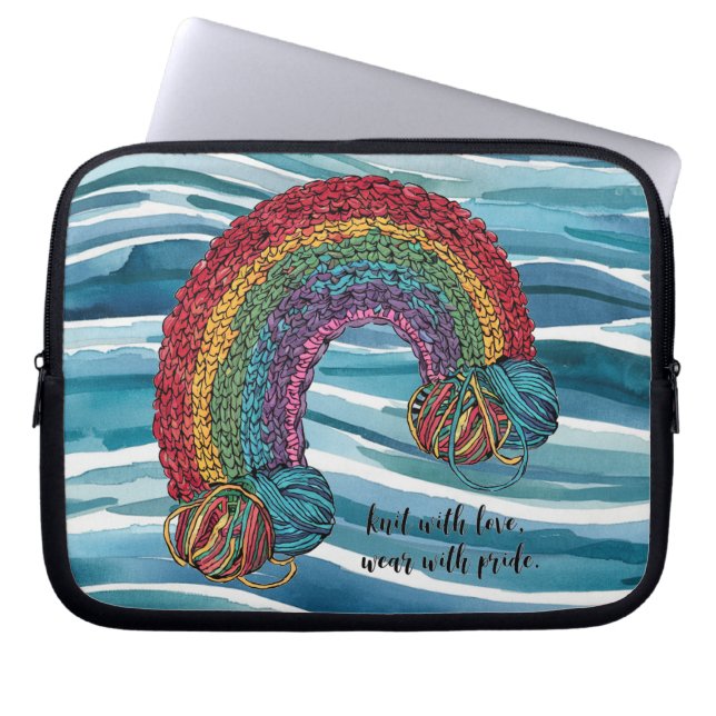 Breien met liefde Draag met Pride Laptop Sleeve (Voorkant)