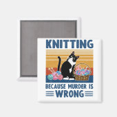 breien omdat moord fout is, zwarte kat, grappig magneet (Voorkant / Achterkant)