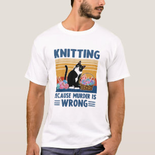 breien omdat moord fout is, zwarte kat, grappig t-shirt