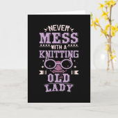 Breien oude dame kaart (Gele Bloem)