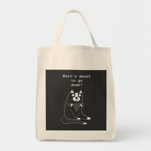 Breien Project Garen Canvas tas met Breien Kat (Voorkant)