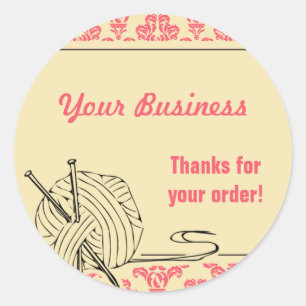 Breien Roze Damask Label Sticker