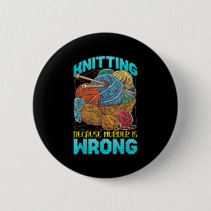 Breien Shirten voor Vrouwen Grappig Garen Breien Q Ronde Button 5,7 Cm