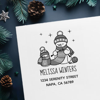 Breien Sneeuwman Kerst Misseradres Zelfinktende Stempel