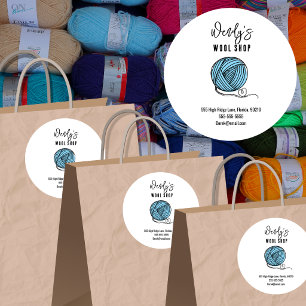 Breigaren Bal Wol Winkel Ambacht BLAUW Ronde Sticker