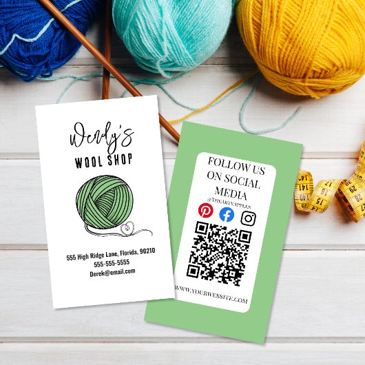Breikluren Yarn Bal Wol Winkel Ambacht Visitekaart Visitekaartje