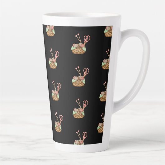 Breimandje Patroon Monogram Latte Mok (Rechts)